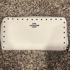 Coach White Leather Wallet with Studded Design
